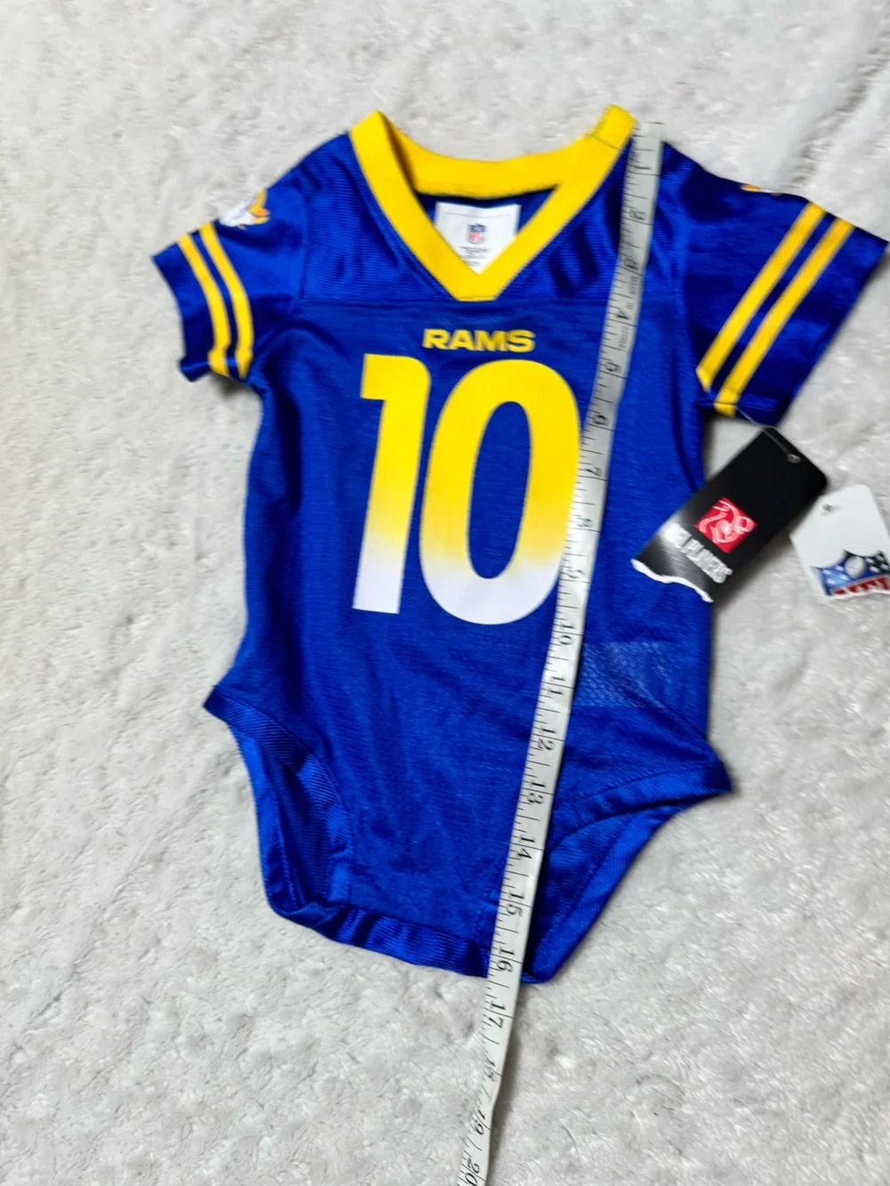 NWT- NFL Los Angeles Rams Infant Jersey Onesie in Blue & Yellow Cooper Kupp